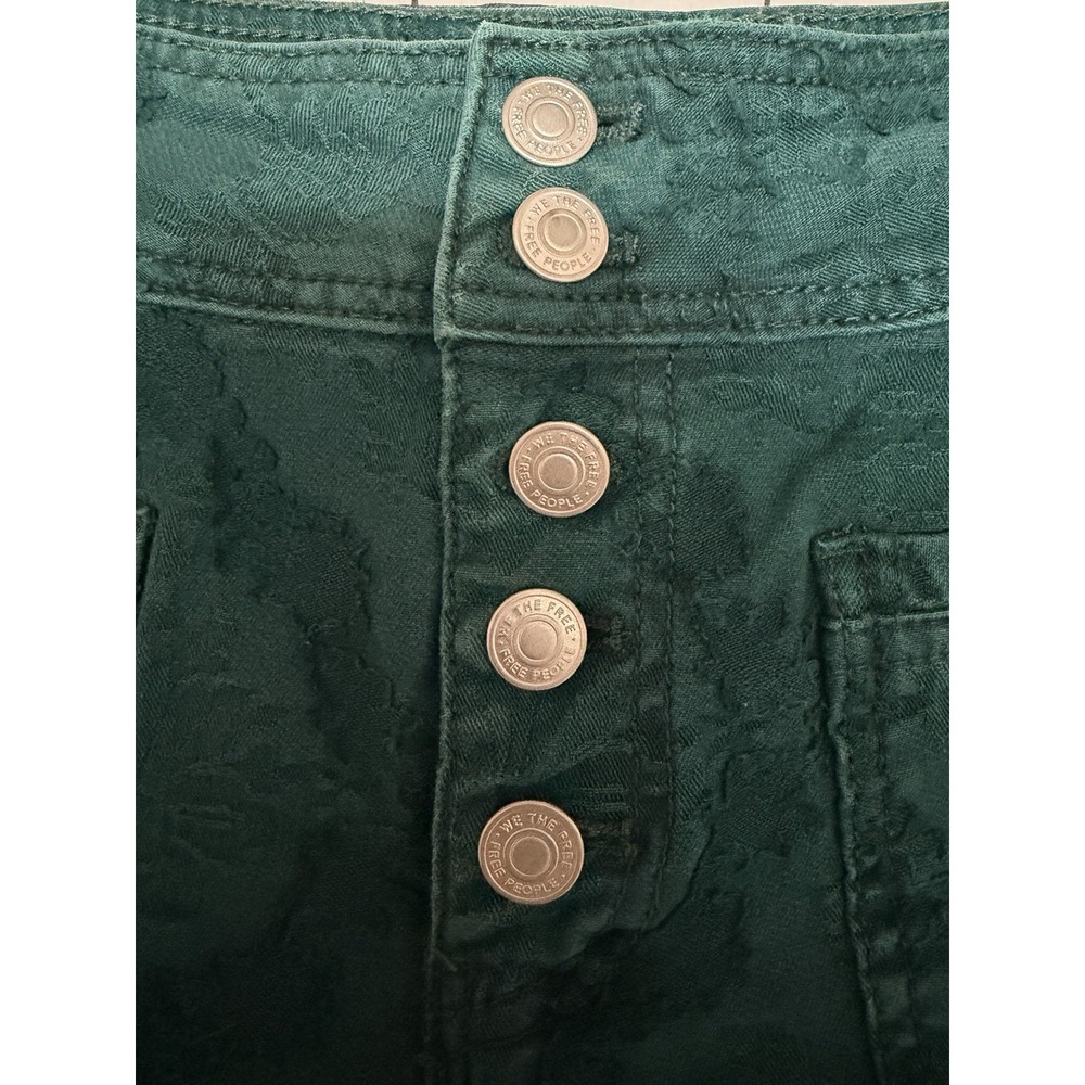 We The Free People Liv Pants Women's 28 Green Flare Leg Stretch Textured Design - Picture 4 of 10